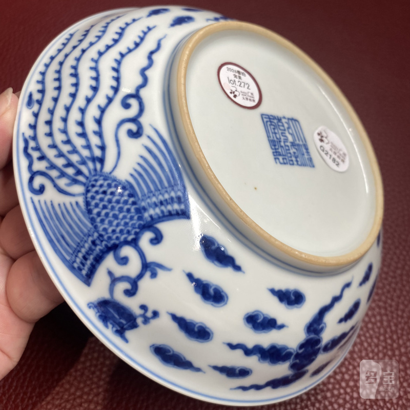 清乾隆 青花对头凤纹盘 - 图13
